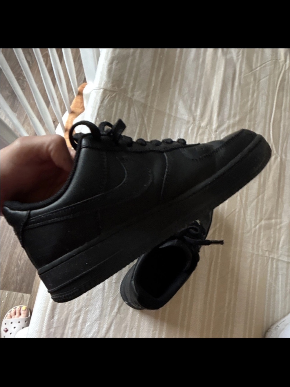 Nike force 1  Black Low-Top Leather Sneakers women’s size 8